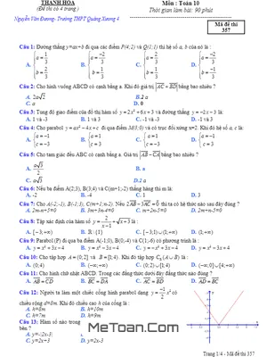 Đề kiểm tra chất lượng lần 1 Toán 10 năm 2023 trường THPT Quảng Xương 4 - Thanh Hóa (có đáp án)