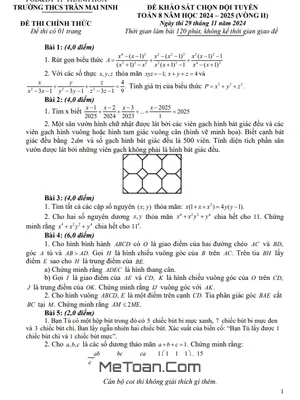 Đề chọn đội tuyển Toán 8 vòng 2 năm 2024 - 2025 trường THCS Trần Mai Ninh - Thanh Hóa