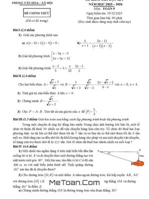 Đề thi học kì 1 Toán 9 năm 2025 - 2026 phường Giảng Võ - Hà Nội có đáp án chi tiết