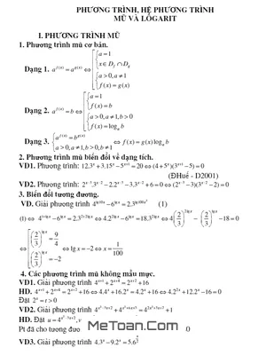 Phương Pháp Giải Phương Trình Mũ Và Logarit - THPT Chuyên Quảng Bình