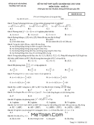 Đề thi thử THPT Quốc gia năm 2017 - 2018 môn Toán 11 trường Hải An - Hải Phòng