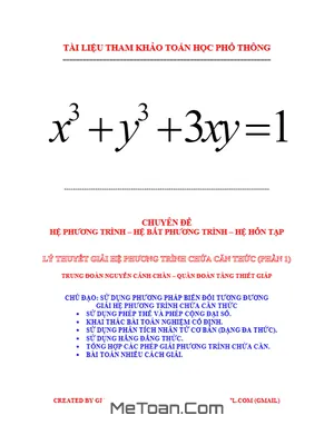 Giải Hệ Phương Trình Chứa Căn Bằng Phân Tích Nhân Tử - Lương Tuấn Đức