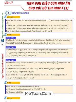 Tính Đơn Điệu Của Hàm Ẩn Cho Bởi Đồ Thị Hàm f'(x)