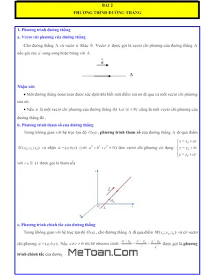 Tổng Hợp Các Dạng Bài Tập Phương Trình Đường Thẳng Trong Không Gian Toán 12 KNTTVCS