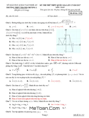 Đề thi thử THPT Quốc gia 2017 môn Toán trường THPT Thanh Chương 1 – Nghệ An lần 2