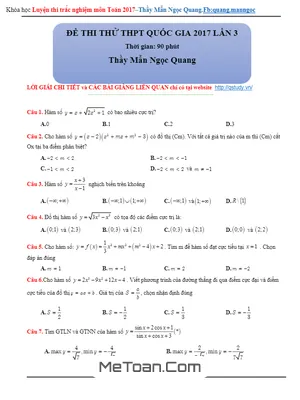 Đề Thi Thử THPT Quốc Gia 2017 Môn Toán Lần 3 - Mẫn Ngọc Quang