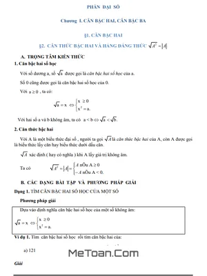 Phương Pháp Giải Các Dạng Toán Căn Bậc Hai, Căn Bậc Ba Lớp 9