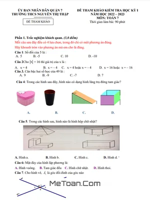 Đề Tham Khảo Học Kỳ 1 Toán 7 Năm 2022 - 2023 Trường THCS Nguyễn Thị Thập - TP HCM