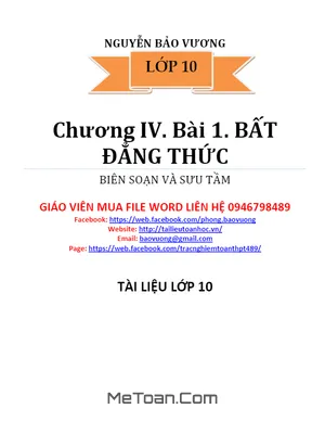 Phân Dạng Và Bài Tập Chuyên Đề Bất Đẳng Thức – Bất Phương Trình - Nguyễn Bảo Vương