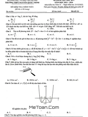 Đề Thi Học Kì 1 Toán 12 Năm 2023 - 2024 Trường THPT Nguyễn Quốc Trinh - Hà Nội