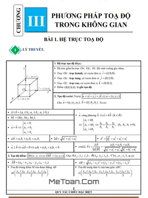 Tài Liệu Chuyên Đề Hệ Tọa Độ Trong Không Gian Lớp 12