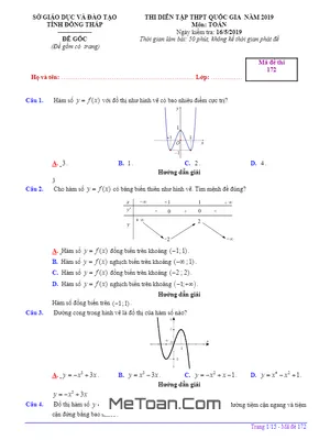Đề thi diễn tập THPT Quốc gia 2019 môn Toán sở GD&ĐT Đồng Tháp
