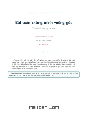 Chinh Phục Bài Toán Vuông Góc Bằng Phép Đối Xứng Qua Trung Điểm