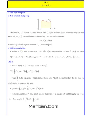 Tổng Hợp Các Dạng Bài Tập Tích Phân Toán 12 CTST Có Lời Giải