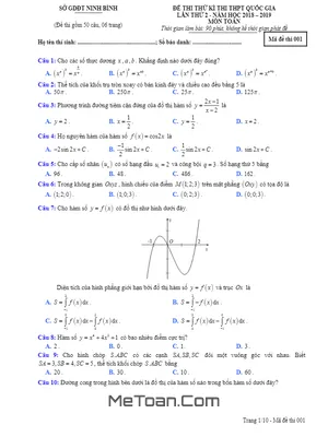 Đề thi thử THPT Quốc gia 2019 môn Toán sở GD&ĐT Ninh Bình lần 2