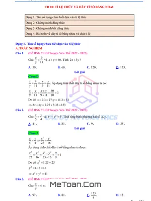 Cẩm Nang Luyện Thi HSG Toán 7: Bứt Phá Với Bài Toán Tỉ Lệ Thức Và Dãy Tỉ Số Bằng Nhau