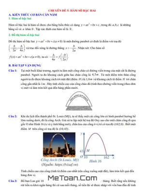 Chuyên Đề Toán Thực Tế Hàm Số Bậc Hai Và Đồ Thị - Toán 10
