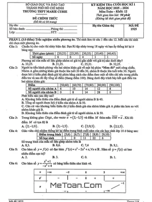 Đề cuối học kì 1 Toán 12 năm 2025 – 2026 trường THPT Marie Curie – TP HCM