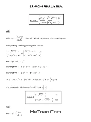 Phương Pháp Lũy Thừa Giải Hệ Phương Trình: Bài Tập Có Lời Giải