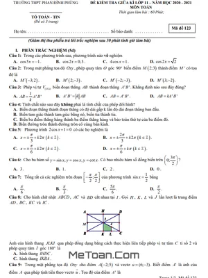 Đề thi giữa kì 1 Toán 11 năm 2020 – 2021 trường THPT Phan Đình Phùng – Hà Nội (có đáp án)