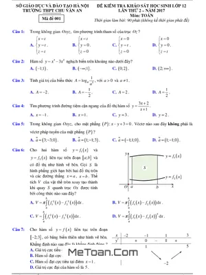 Đề Thi Thử THPT Quốc Gia 2017 Môn Toán Trường THPT Chu Văn An - Hà Nội Lần 2