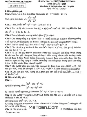 Đề KTCL Đội Tuyển HSG Toán 9 Năm 2024 - 2025 Trường TH&THCS Kỳ Trung - Hà Tĩnh