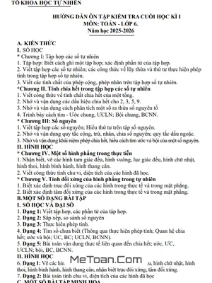 Ôn tập cuối học kì 1 Toán 6 năm học 2025 – 2026 trường THCS Lê Quý Đôn – Phú Thọ