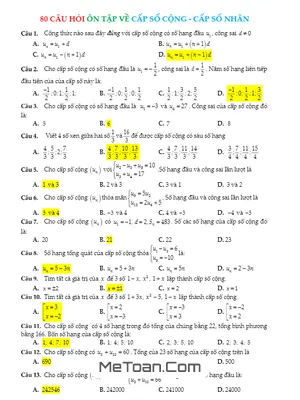 80 Câu Trắc Nghiệm Cấp Số Cộng, Cấp Số Nhân - Thầy Hứa Lâm Phong