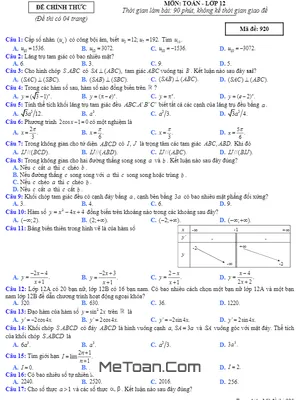 Đề khảo sát Toán 12 năm học 2017-2018 Sở GD&ĐT Vĩnh Phúc (có đáp án)