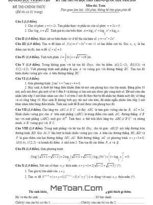 Đề thi và đáp án môn Toán kỳ thi THPT Quốc gia năm 2016 (có lời giải chi tiết)