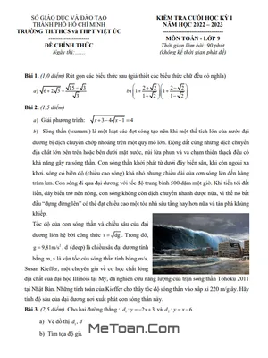 Đề tham khảo học kỳ 1 Toán 9 năm 2022 – 2023 trường Việt Úc – TP HCM