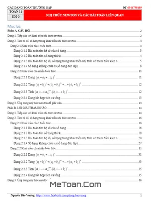 Các dạng toán Nhị thức Newton và bài tập liên quan lớp 11