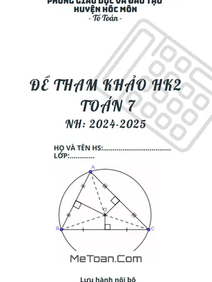 Đề tham khảo HK2 Toán 7 năm 2024 - 2025 phòng GD&ĐT Hóc Môn - TP HCM