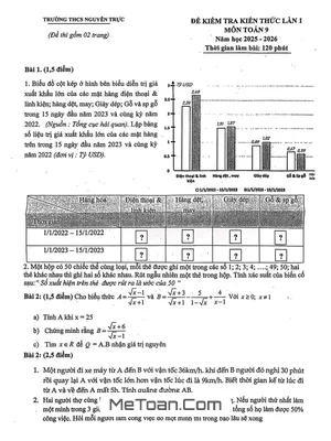 Đề Kiểm Tra Lần 1 Toán 9 Năm Học 2025 – 2026 Trường THCS Nguyễn Trực – Hà Nội