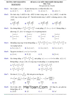 Đề Thi Thử THPT Quốc Gia 2017 Môn Toán Trường THPT Hàm Rồng - Thanh Hóa
