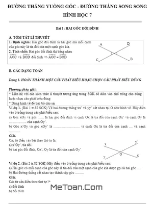 Phương Pháp Giải Các Dạng Toán Chuyên Đề Đường Thẳng Vuông Góc - Đường Thẳng Song Song