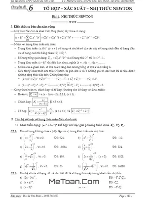 150 Bài Toán Nhị Thức Newton Và Xác Suất - Lê Văn Đoàn