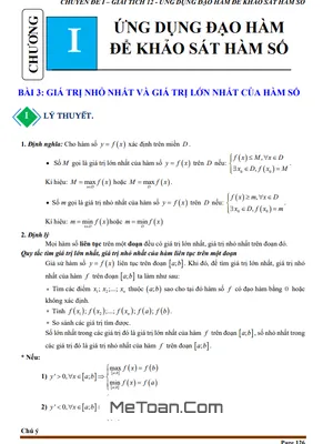 Tài Liệu Chuyên Đề Giá Trị Lớn Nhất Và Giá Trị Nhỏ Nhất Của Hàm Số Lớp 12