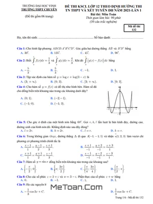 Đề thi thử THPT 2021 môn Toán lần 1 trường THPT chuyên ĐH Vinh – Nghệ An