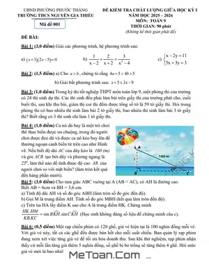 Đề Thi Giữa Học Kỳ 1 Môn Toán Lớp 9 Năm 2025 - 2026 Trường THCS Nguyễn Gia Thiều, TPHCM (Kèm Đáp Án Chi Tiết)