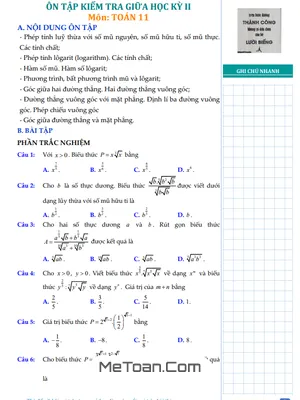 Đề Cương Ôn Tập Giữa Kì 2 Toán 11 Năm 2023 - 2024 Trường THPT Châu Văn Liêm - Cần Thơ