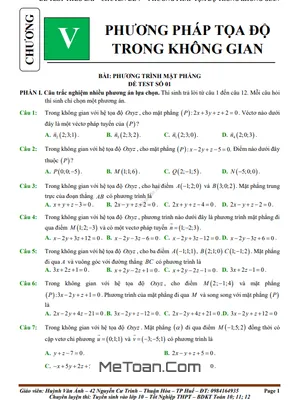 Trọn Bộ Đề Kiểm Tra Chuyên Đề Phương Pháp Tọa Độ Trong Không Gian Oxyz Toán 12 (Có Lời Giải Chi Tiết)