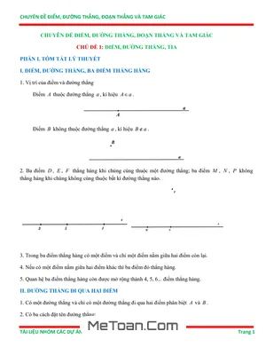 Tổng Hợp Chuyên Đề Bồi Dưỡng Học Sinh Giỏi Toán 6: Điểm, Đường Thẳng, Đoạn Thẳng và Tam Giác