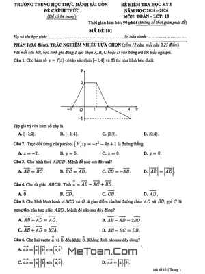 Đề thi học kỳ 1 Toán 10 năm 2025 – 2026 trường TH Thực hành Sài Gòn – TP HCM
