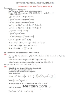 Bồi Dưỡng HSG Toán 8: Chuyên Đề Phân Tích Đa Thức Thành Nhân Tử
