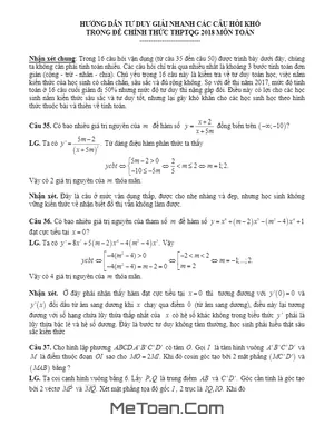 Bí quyết chinh phục câu hỏi khó Toán THPTQG 2018: Tư duy nhanh, giải gọn
