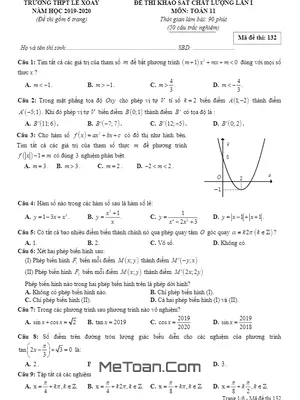 Đề khảo sát chất lượng lần 1 Toán 11 năm 2019 - 2020 trường Lê Xoay - Vĩnh Phúc