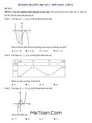 Tuyển Tập 08 Đề Kiểm Tra Giữa Kỳ 1 Toán 12 Cấu Trúc Trắc Nghiệm Mới Nhất