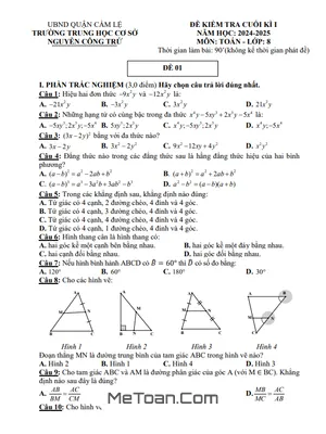 Đề Thi Cuối Học Kỳ 1 Toán 8 Năm Học 2024-2025 THCS Nguyễn Công Trứ (Có Đáp Án)