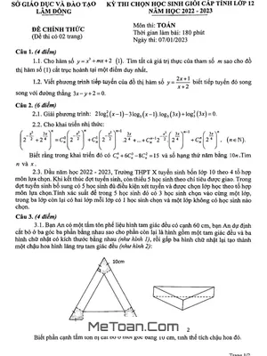Đề thi học sinh giỏi cấp tỉnh môn Toán lớp 12 năm 2022 - 2023 Sở GD&ĐT Lâm Đồng